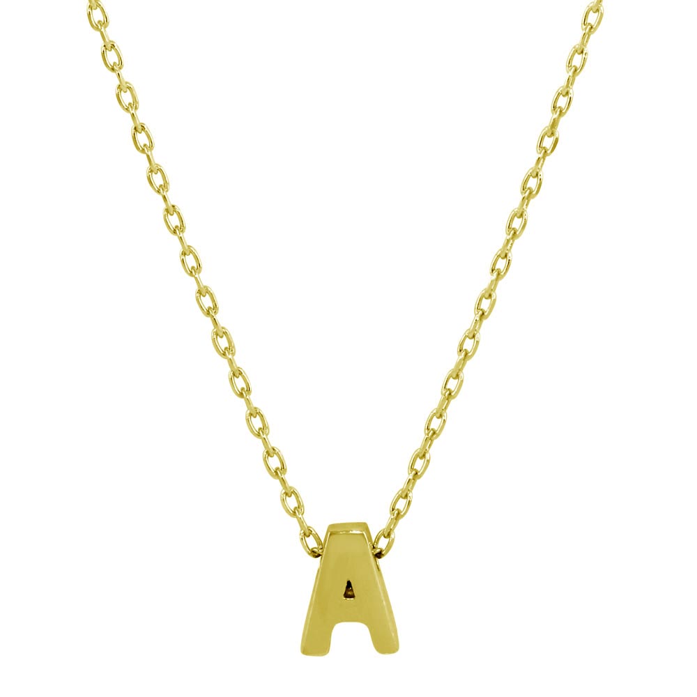 Sterling Silver Gold Plated Small Initial Letter A Necklace