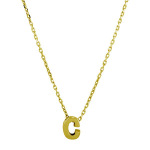 Sterling Silver Gold Plated Small Initial Letter C Necklace