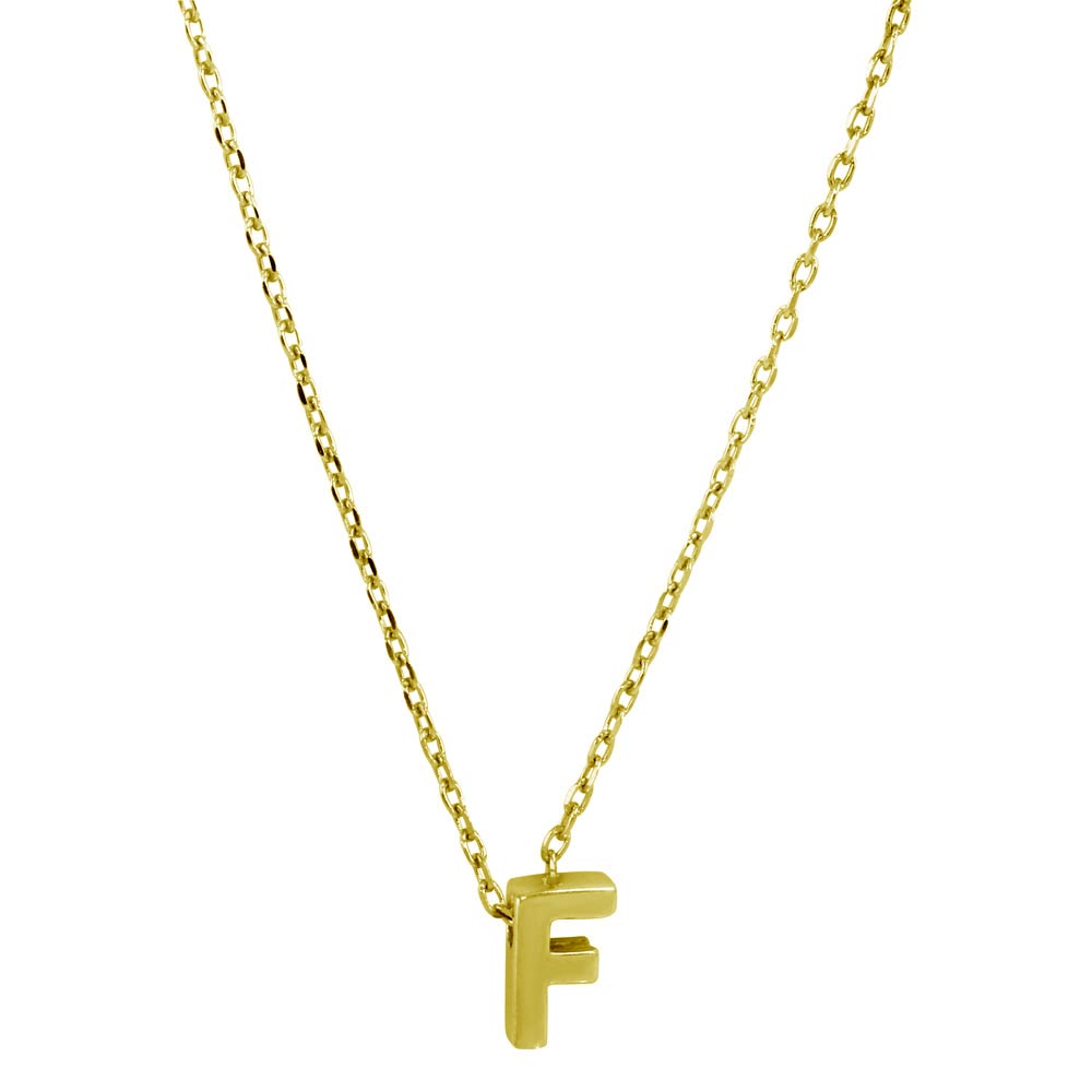Sterling Silver Gold Plated Small Initial Letter F Necklace