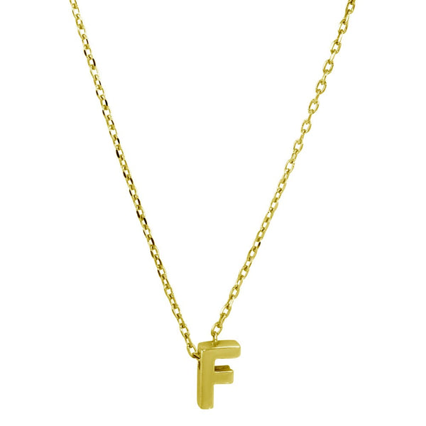 Sterling Silver Gold Plated Small Initial Letter F Necklace