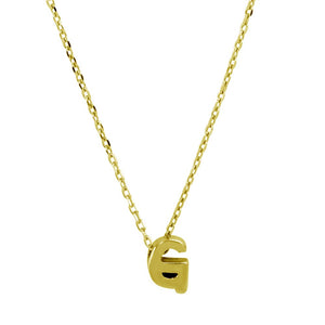 Sterling Silver Gold Plated Small Initial Letter G Necklace