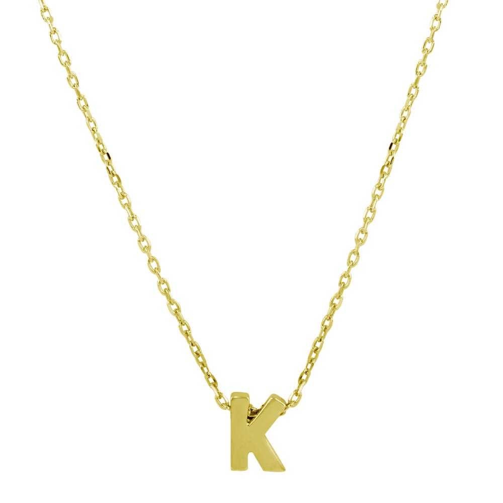 Sterling Silver Gold Plated Small Initial Letter K Necklace
