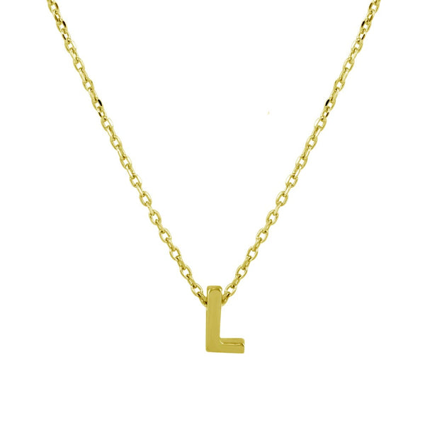 Sterling Silver Gold Plated Small Initial Letter L Necklace