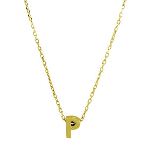 Sterling Silver Gold Plated Small Initial Letter P Necklace