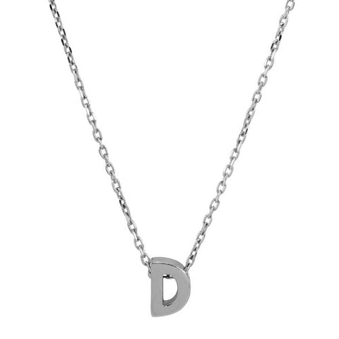 Sterling Silver Small Initial Letter D Necklace