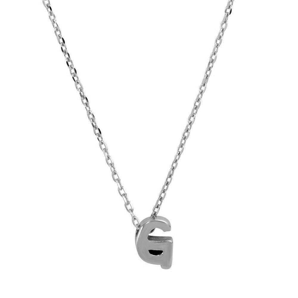 Sterling Silver Small Initial Letter G Necklace