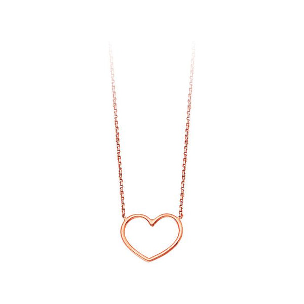 14K Yellow Gold Open Heart Adjustable Necklace (more colors)