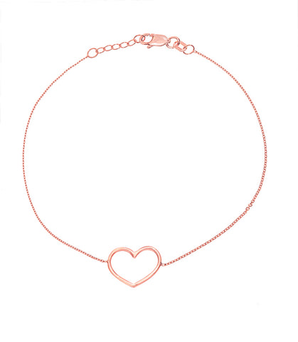 14K Rose Gold Open Heart Bracelet (more colors)