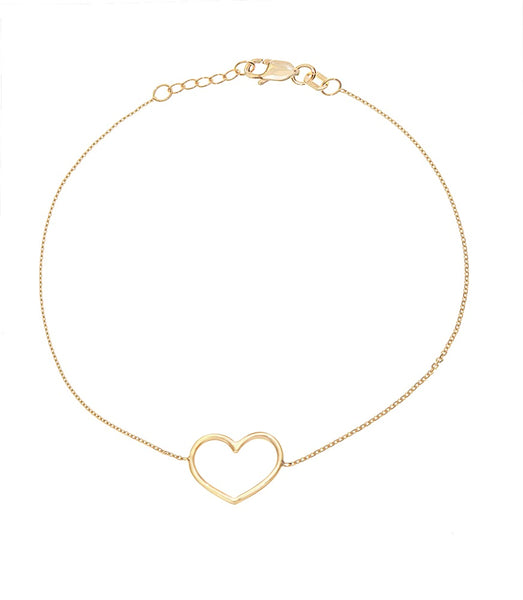 14K White Gold Open Heart Bracelet (more colors)