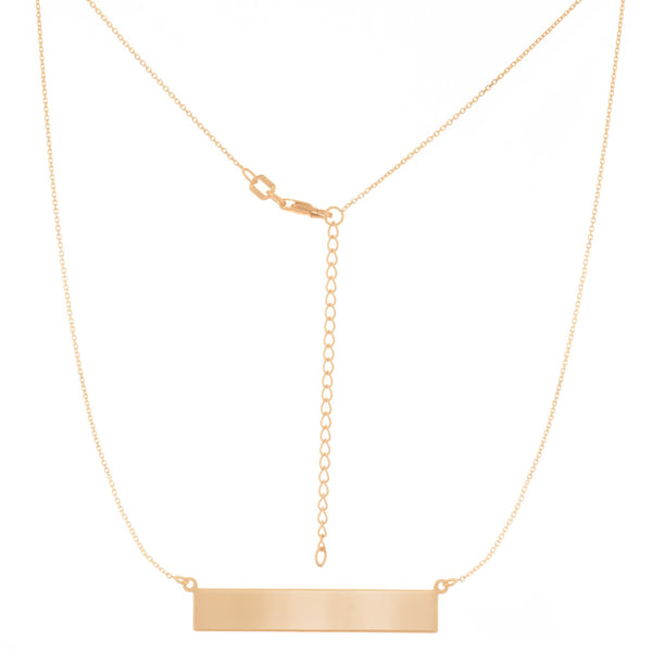 East to West (E2W) Engravable Geometric Bar Name Plate Necklace (Silver & Gold)