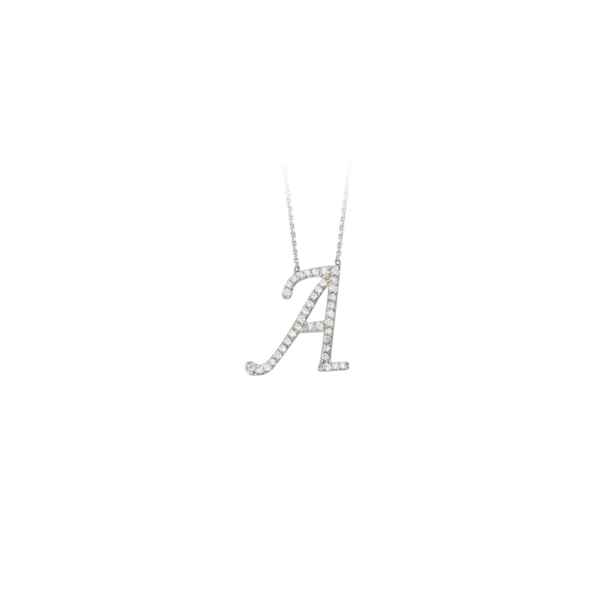 925 Sterling Silver CZ Initial Letter A Necklace