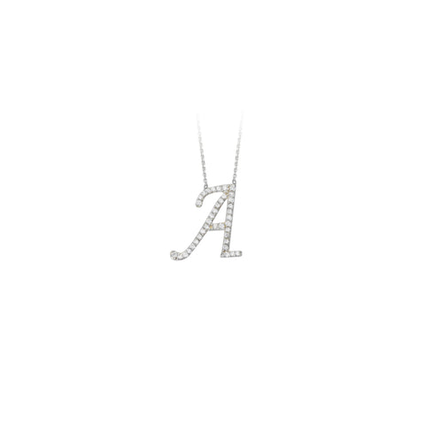 925 Sterling Silver CZ Initial Letter A Necklace