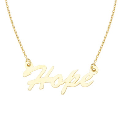 14K Gold E2W HOPE Adjustable Necklace with Cable Chain