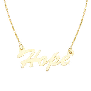 14K Gold E2W HOPE Adjustable Necklace with Cable Chain