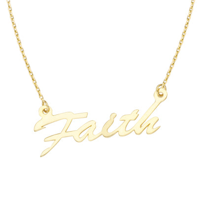14K Gold E2W FAITH Adjustable Necklace with Cable Chain