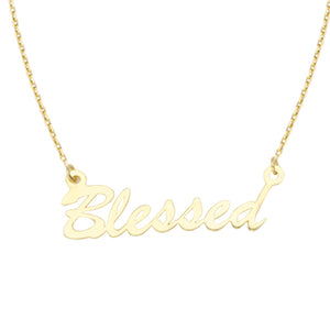 14K Gold E2W Blessed Adjustable Necklace with Cable Chain