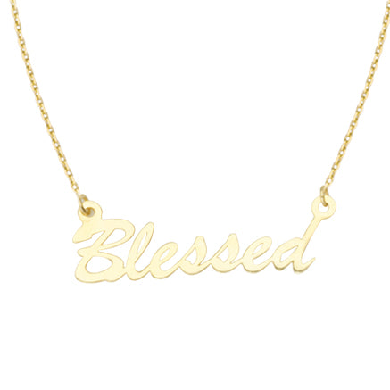 14K Gold E2W Blessed Adjustable Necklace with Cable Chain