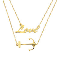 14K Gold Duo E2W Anchor Your Love Adjustable Necklace