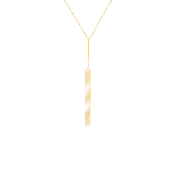 14K Yellow Gold Adjustable Thin Bar Y Necklace