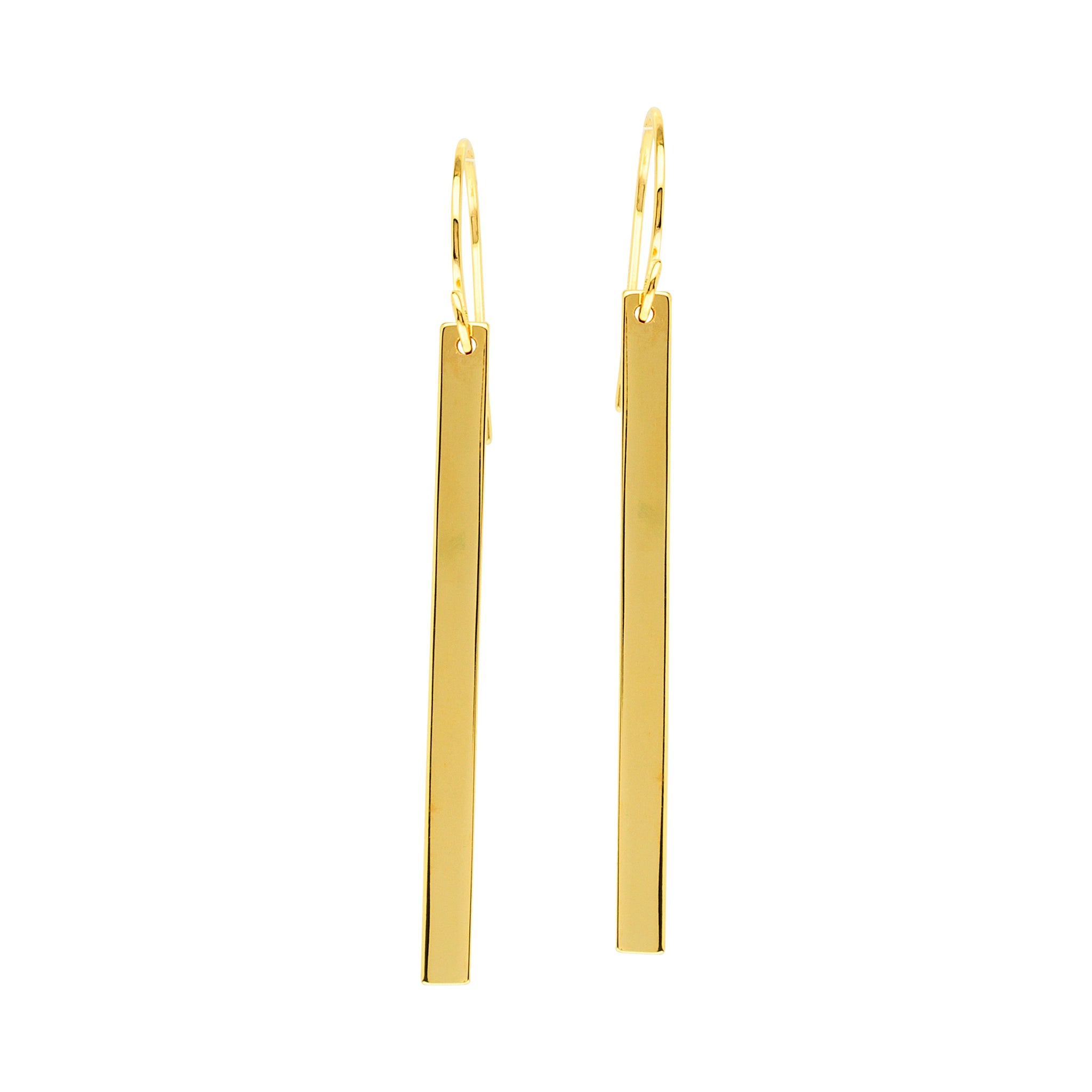 10K Yellow Gold Geometric Bar Earrings Wire