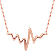 14K Yellow Gold Adjustable HeartBeat Necklace with Cable Chain (more colors)
