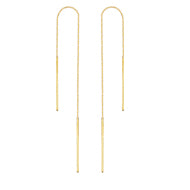 14K Gold Thin Bar Box Chain Threader Earrings