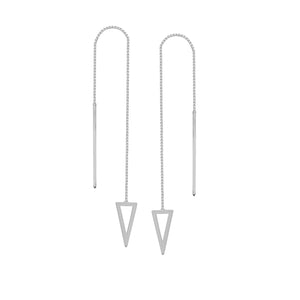 14K White Gold Draw The Line Bianca Pyramid Threader Earrings