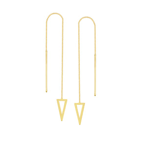 14K Gold Draw The Line Bianca Pyramid Threader Earrings