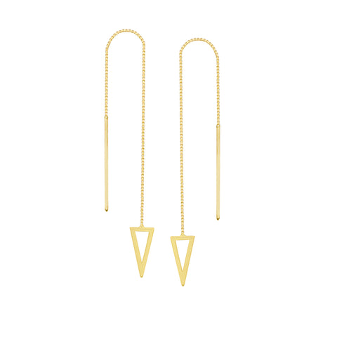 14K Gold Draw The Line Bianca Pyramid Threader Earrings