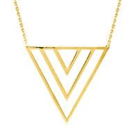 14K Yellow Gold Draw The Line Trio "V" Necklace