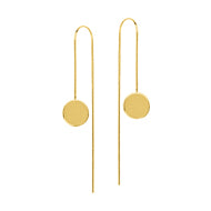 14K Yellow Gold Flat Disk U-Pin Earrings