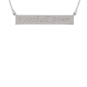 Sterling Silver Football Mom Engraved Bar Necklace
