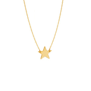 14K Yellow Gold Mini Star Necklace With Adjustable Rope Chain
