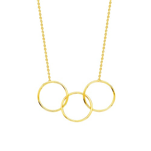 14K Yellow Gold Triple Circle Necklace