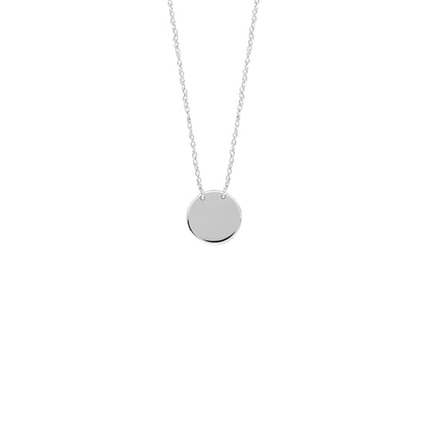 14K White Gold Mini Round Disk Dainty Necklace - Minimalist