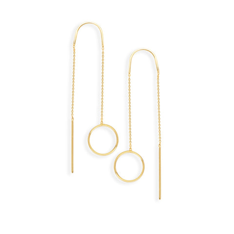 14K Yellow Gold Open Threader Earrings