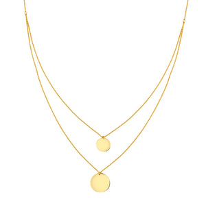 14K Yellow Gold Double Disc Strand BIB Necklace