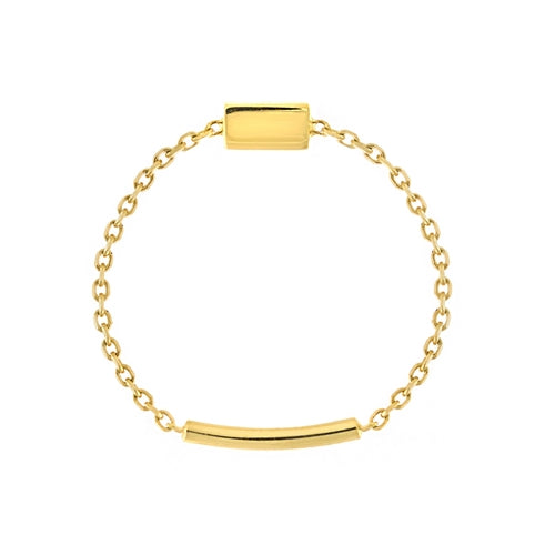 14K Yellow Gold Bar Chain Sizing Bar Ring