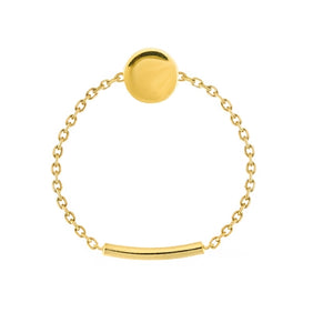 14K Yellow Gold Disk Chain Sizing Bar Ring