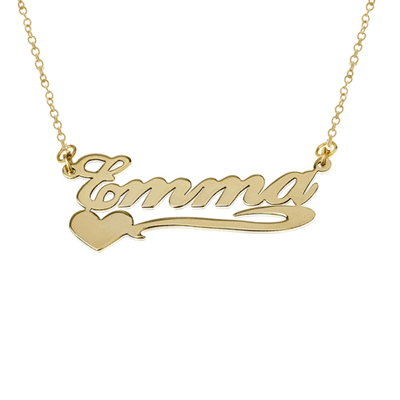 Personalized Gold Name Plate Necklace in "Emma" Script (Silver & Gold)
