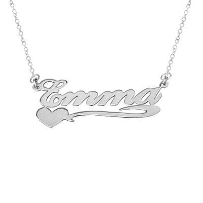 Personalized Sterling Silver Name Plate Necklace in "Emma" Script (more colors)