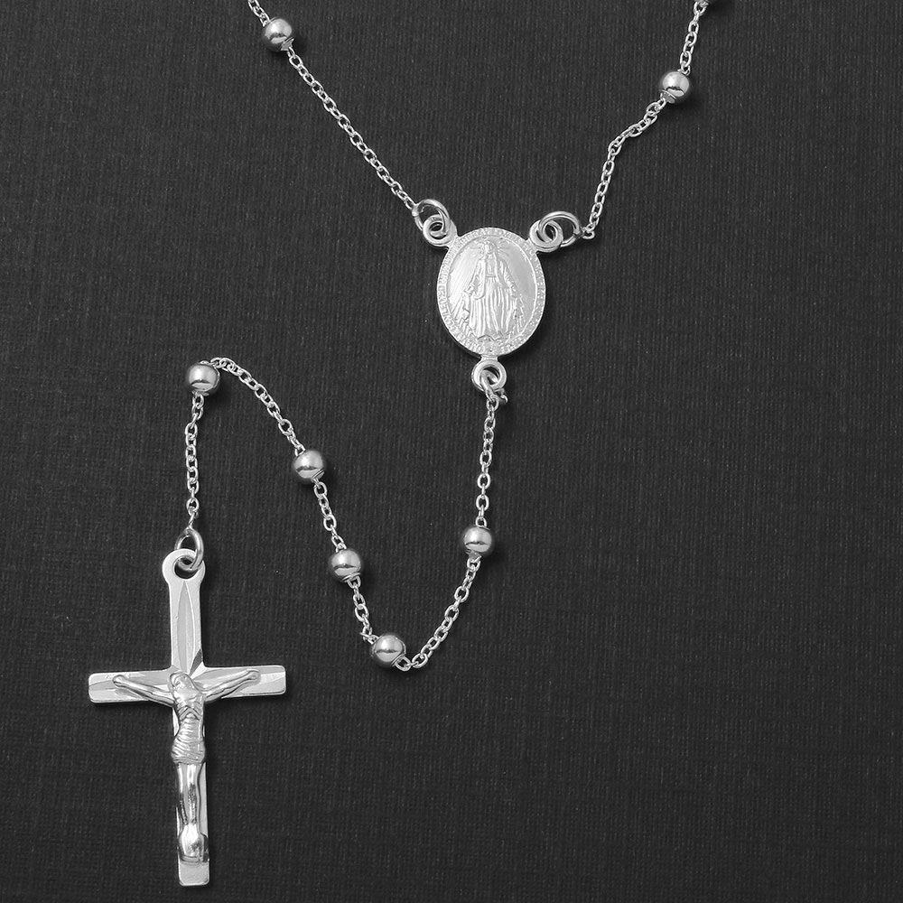 Sterling Silver 925 Adjustable Rosary Necklace