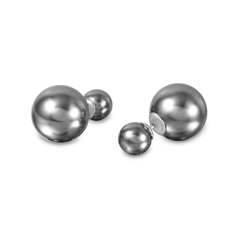 Sterling Silver 925 Rhodium Plated Grey Stud Earrings