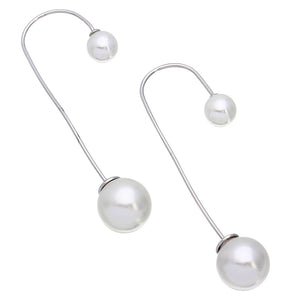 Sterling Silver 925 Hanging Synthetic Pearl Beaded Hook Earrings