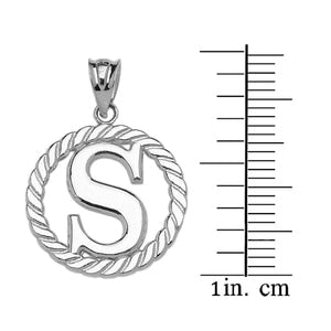 Sterling Silver "S" Initial in Rope Circle Pendant Necklace
