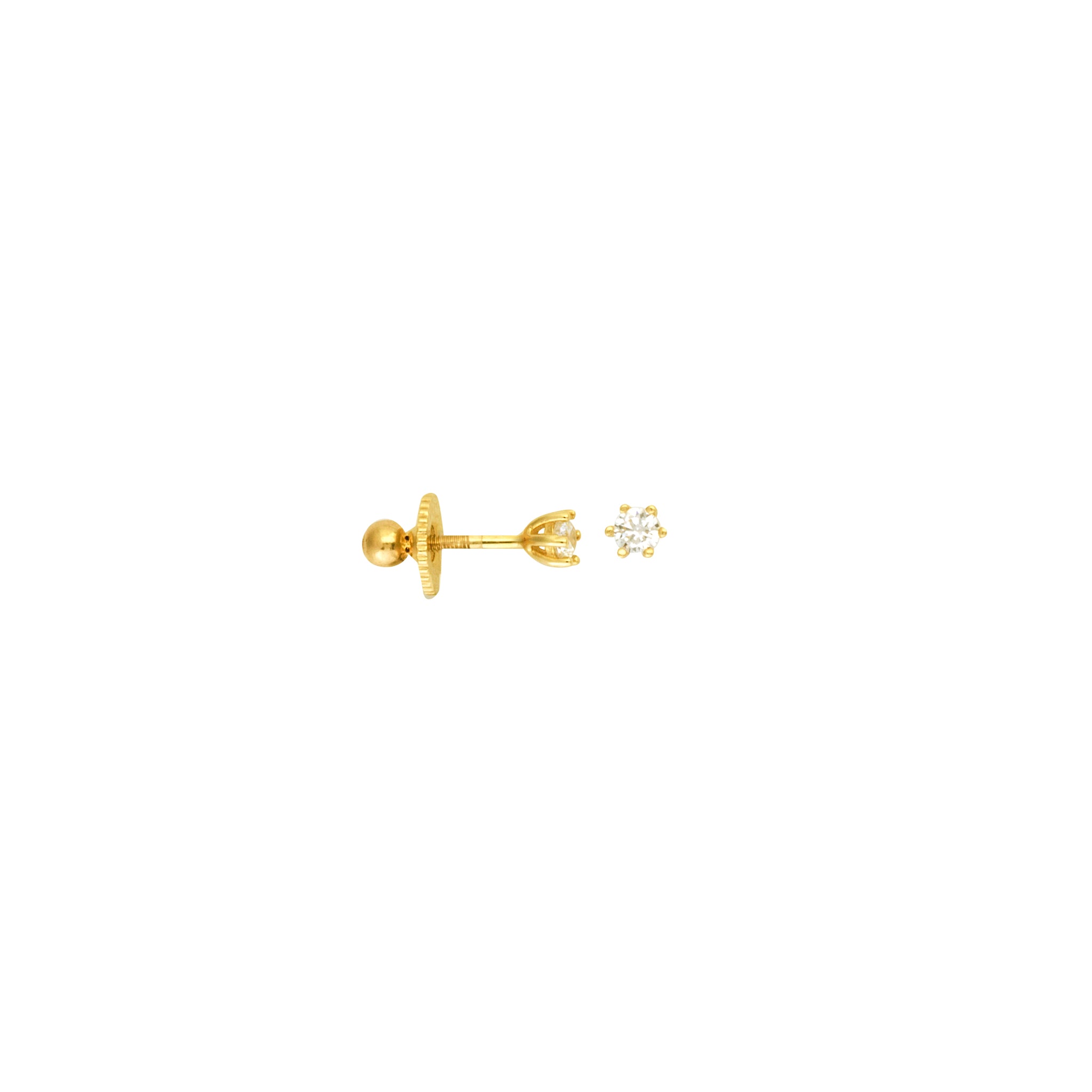 3.0M CZ 6 PRONG STUD Earring with screw back (children)