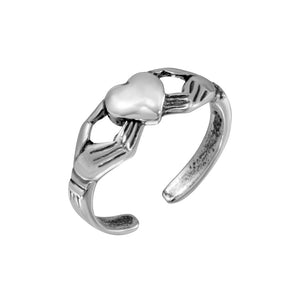 925 Sterling Silver Claddagh Adjustable Toe Ring