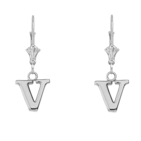 Personalized Sterling Silver Initial Letter Name Cleverback Earrings (A-Z)