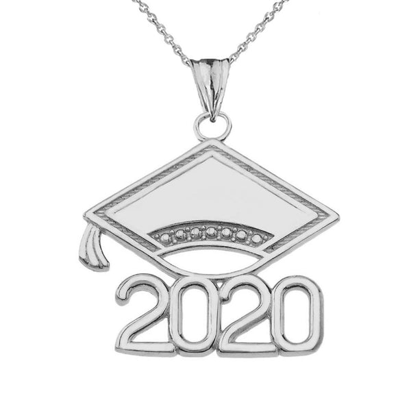 Sterling Silver Class of 2020 Graduation Diploma & Cap Pendant Necklace