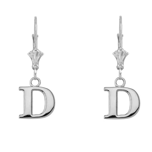 Personalized Sterling Silver Initial Letter Name Cleverback Earrings (A-Z)
